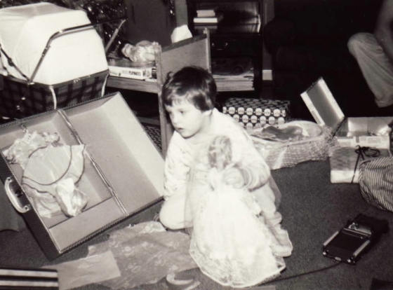 Me unwrapping the joy on Christmas morning 1963