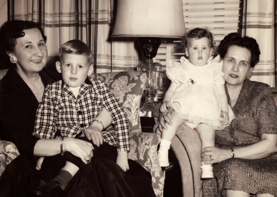 My Grandma Fahrner, my brother Steve, me, and my Grandma Ragen on Mother's Day, 1958